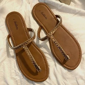 Chatties Gold Jeweled Sandals Size 10